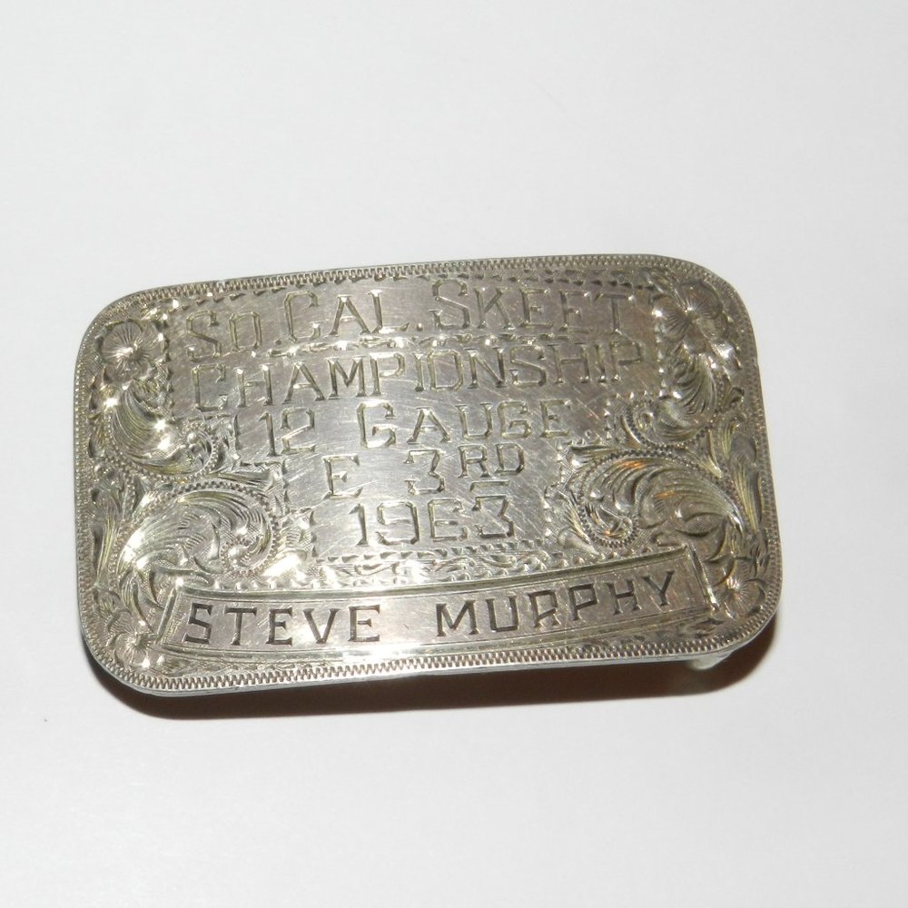 Vtg Sterling 1963 So Cal Skeet Chapionship 12 Gauge E 3rd  Belt Buckle